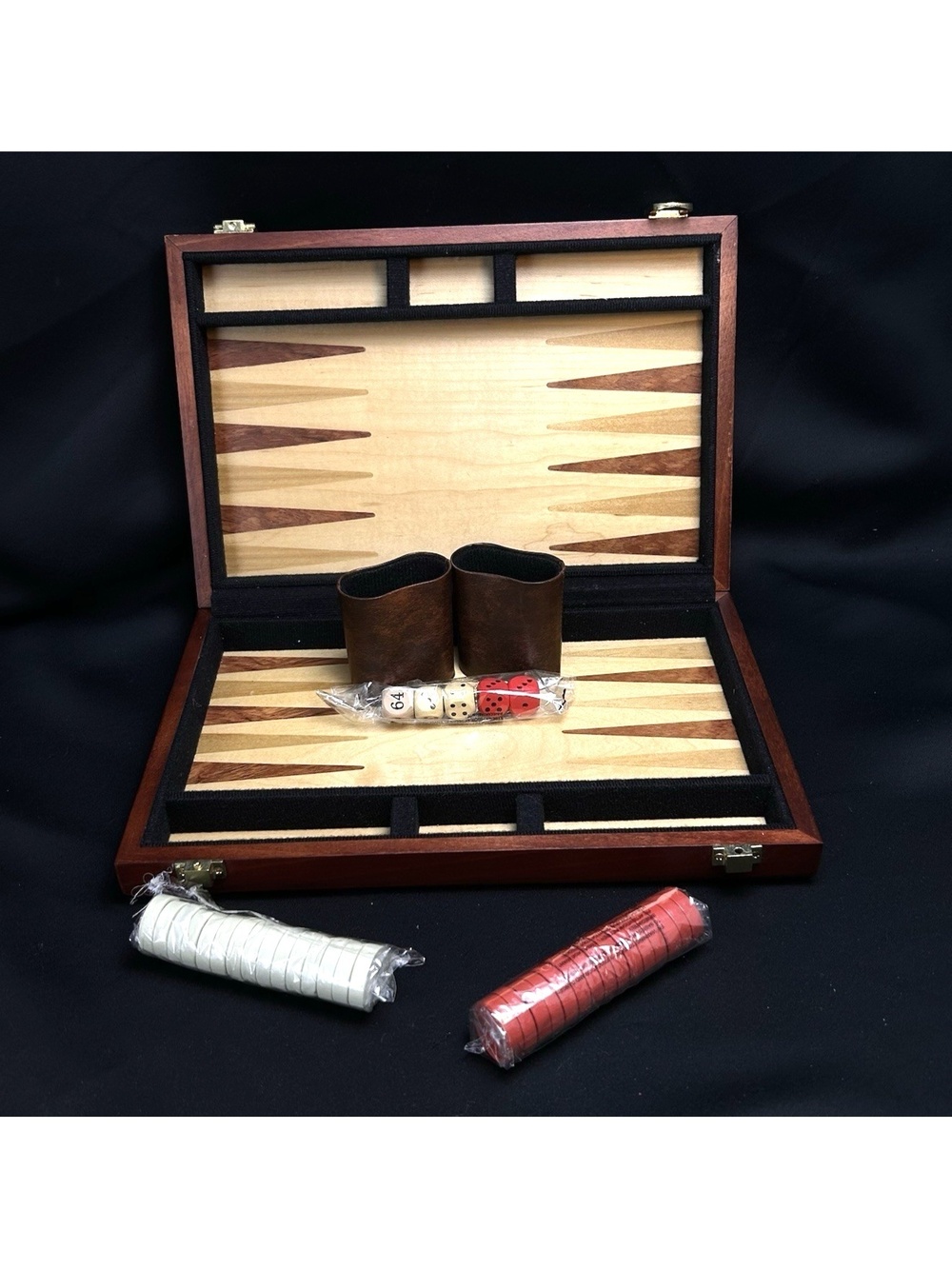 Vintage Small Wooden Backgammon Set Non-Magnetic Travel Read